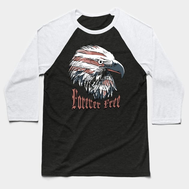Eagle and the American flag Baseball T-Shirt by peace and love